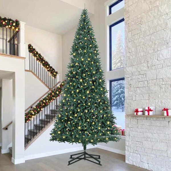 vidaXL Artificial Pre-lit Christmas Tree Green 196.85 in PVC