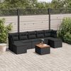 vidaXL Garden Sofa Set Black and brown Poly Rattan and Acacia Wood