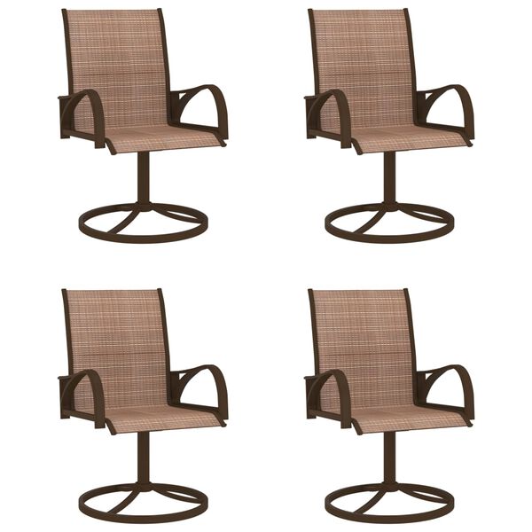 vidaXL Patio Dining Set Set of 4 Brown Textilene, Powder-Coated Steel