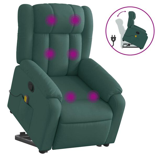 vidaXL Stand Up Massage Recliner Chair Dark Green