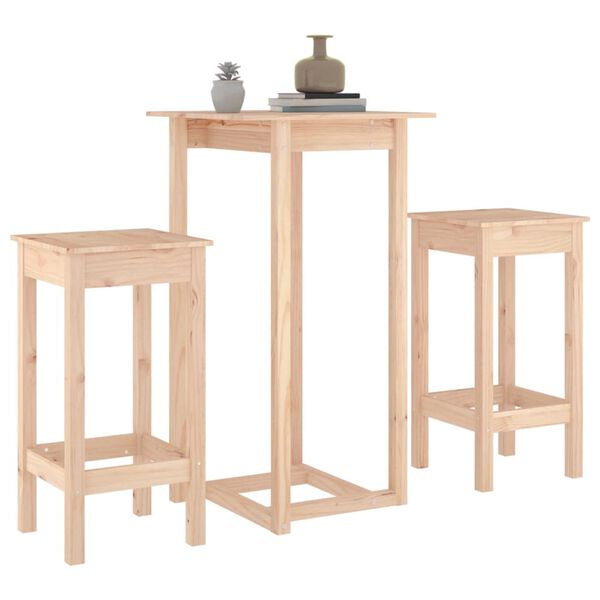 vidaXL Bar Set Natural Pine Solid Pine Wood (Untreated) Compact Simple