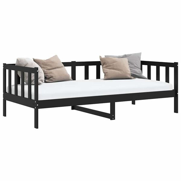 vidaXL Day Bed Black Solid pine wood 35.4 x 78.7 in