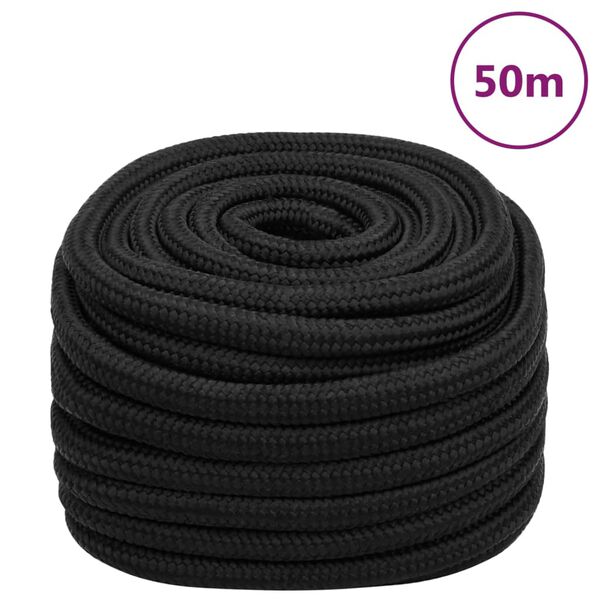 vidaXL Boat Rope Full Black 0.79 " 164.0 ' Polypropylene