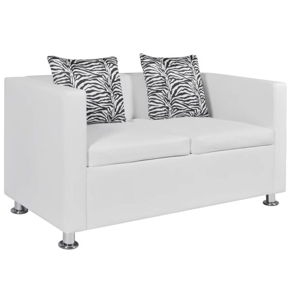 vidaXL Sofa Set Armchair and 2-Seater White Faux Leather