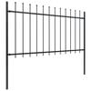 vidaXL Garden Fence with Spear Top Steel 491.3"x39.4" Black