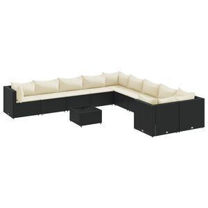 vidaXL Patio Sofa Set Set of 10 Black, Cushions - Cream White