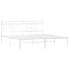 vidaXL Bed Frame White Powder-Coated Steel King Bed Frame Rectangular