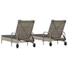 vidaXL Sun Lounger Grey PE rattan Large Adjustable Armrests