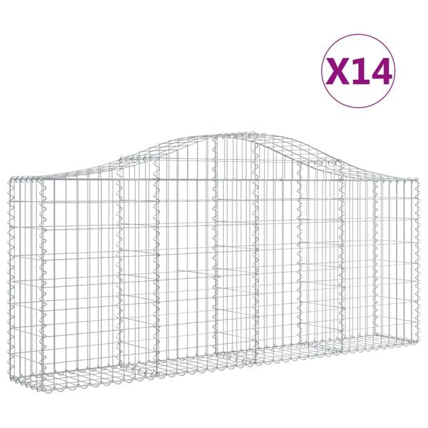 vidaXL Gabion Basket Set of 14 Silver Galvanized Iron Large