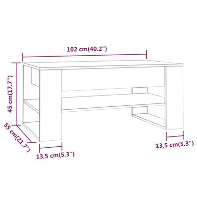 vidaXL Coffee Table Black 40.2"x21.7"x17.7" Engineered Wood