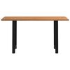 vidaXL Dining Table Light Brown, Black Solid Oak Wood, Powder-Coated Steel