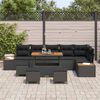 vidaXL Garden Sofa Set with Cushion 10 pcs Black Poly rattan