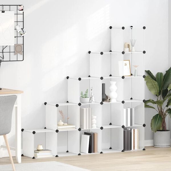 vidaXL Storage Cube Organizer Transparent PP plastic, steel Large