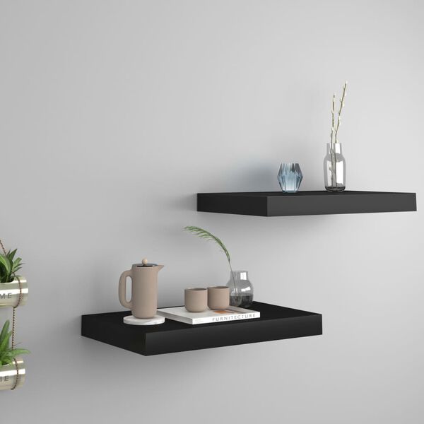vidaXL Wall Shelf Set of 2 Black Honeycomb MDF, metal Medium