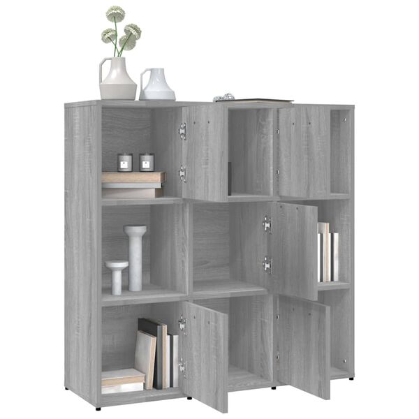 vidaXL Book Cabinet Gray Sonoma Engineered Wood Medium Book Cabinet