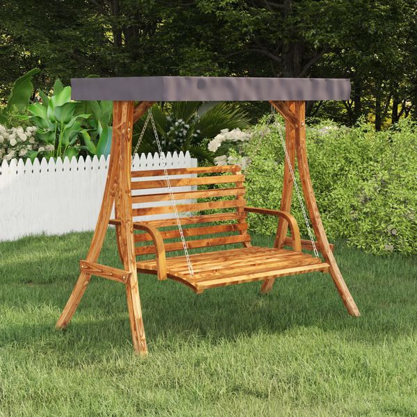 vidaXL Swing Frame Teak finish with Anthracite roof Bent wood, polyester