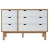 vidaXL Drawer Cabinet Brown and White Solid pine wood, engineered wood
