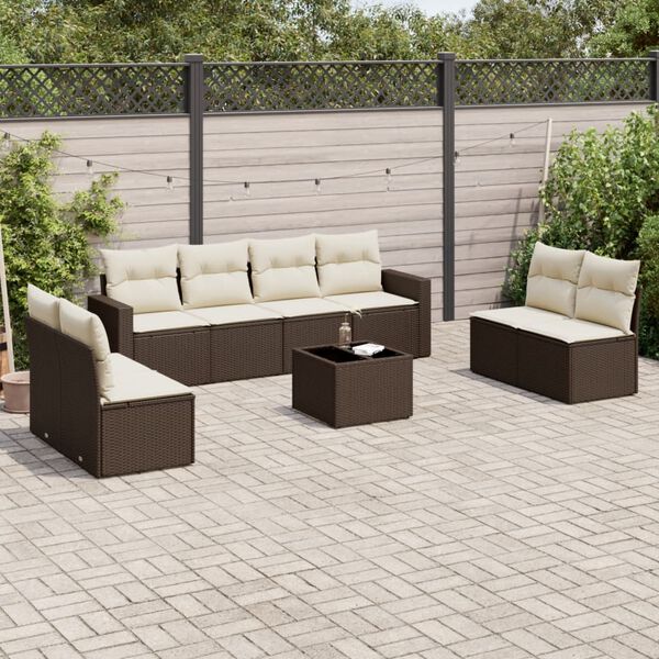 vidaXL Garden Sofa Set Brown, Cream White