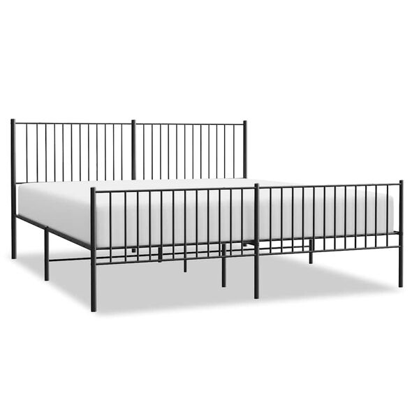 vidaXL Bed Frame Black Steel 76 x 80 in Rectangular Durable