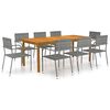vidaXL Dining Set Grey Solid Acacia Wood Large Stackable Dining Set