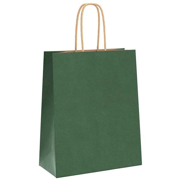 vidaXL Paper Bags 50 pcs with Handles Green 18x8x22 cm