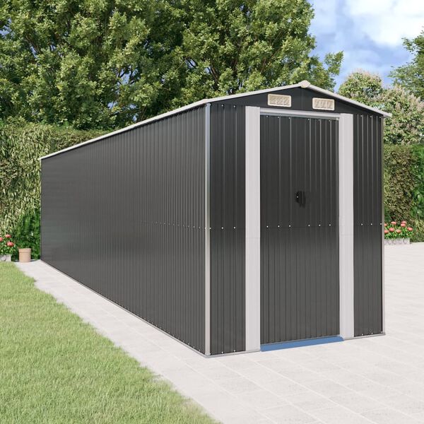 vidaXL Garden Shed Anthracite Galvanized Steel Large Garden Shed