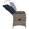 vidaXL Reclining Patio Sofa 2-Seater with Table Gray Poly Rattan