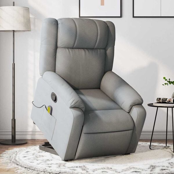 vidaXL Stand Up Massage Recliner Chair Light grey