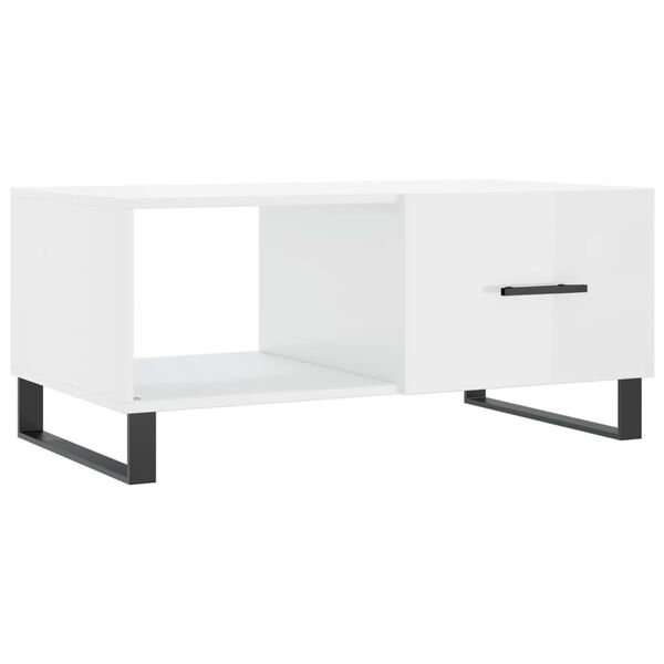 vidaXL Coffee Table High gloss white Engineered wood, Iron Coffee Table