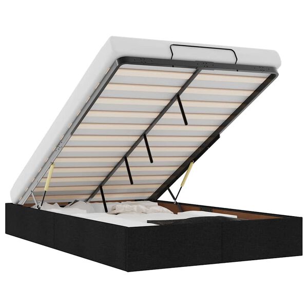 vidaXL Ottoman Bed Frame Black Polyester Full Ottoman Bed Frame