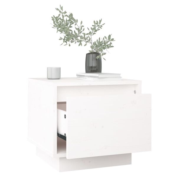 vidaXL Bedside Cabinet White Solid pinewood Compact Storage