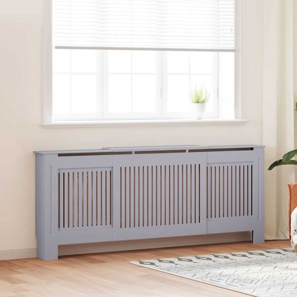 vidaXL Radiator Cover 2 pcs Grey 80.71 x 8.07 x 32.09 in