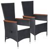 vidaXL Dining Set Black Solid acacia wood, PE rattan, Powder-coated steel