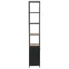 vidaXL Bookcase Black and Natural Wood Solid Firwood, Steel Tall