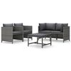 vidaXL Garden Lounge Set Grey PE Rattan, powder-coated steel, polyester
