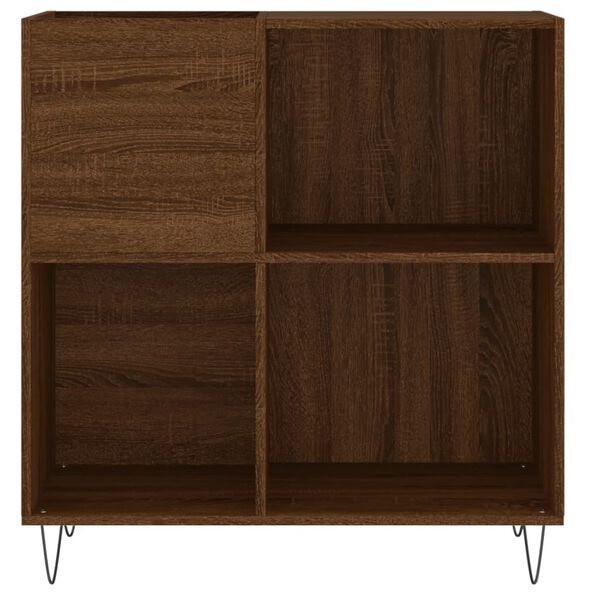 vidaXL Record Cabinet Brown Oak Engineered Wood, Iron Medium