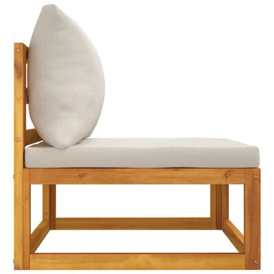 vidaXL Patio Middle Sofa with Light Gray Cushions Solid Wood Acacia