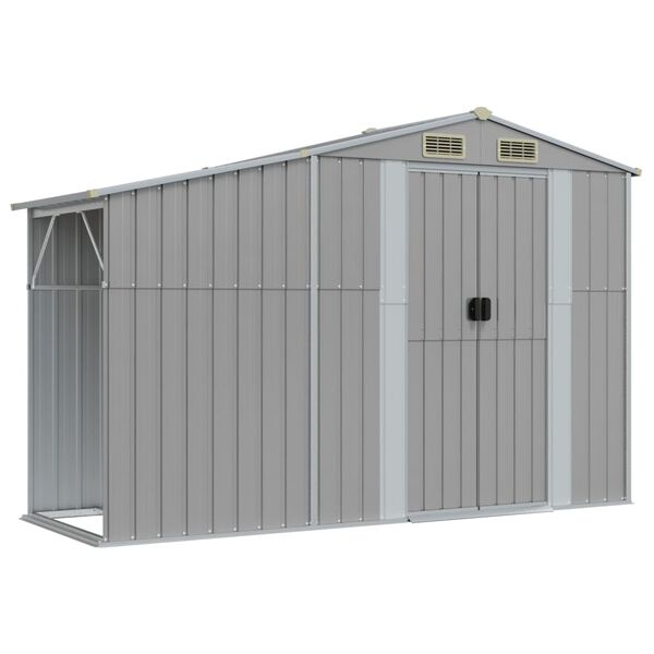 vidaXL Garden Shed Grey Galvanized steel, Polypropylene Large