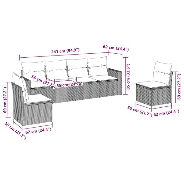 vidaXL Garden Sofa Set Brown, Cream white