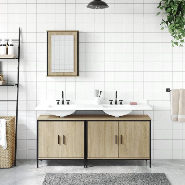 vidaXL Bathroom Furniture Set Sonoma Oak