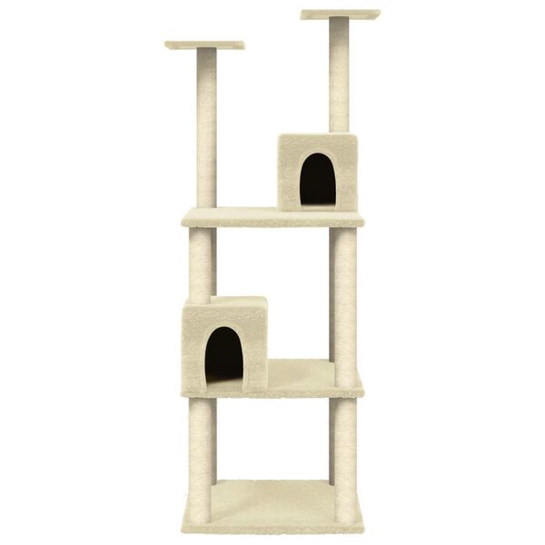 vidaXL Cat Tree Cream Engineered wood, plush, sisal 55.5 in tall