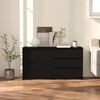 vidaXL Sideboard Set of 2 Black Engineered wood Medium Sideboard