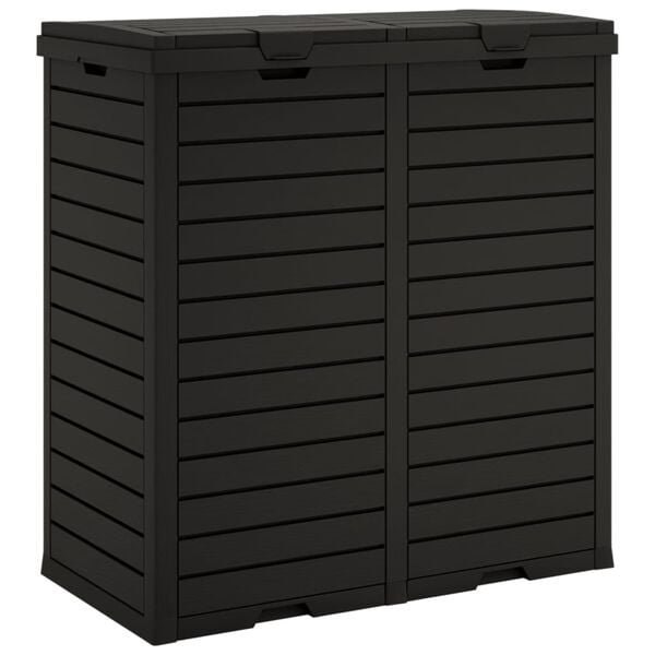 vidaXL Outdoor Garbage Bin Black 30.7"x16.1"x33.9" Polypropylene