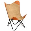 vidaXL Butterfly Chair Brown Genuine leather, canvas, powder-coated iron