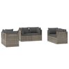 vidaXL Corner Sofa Grey PE rattan, Powder-coated steel, Polyester, PVC