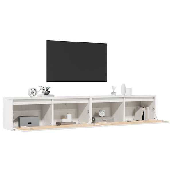 vidaXL Wall Cabinet Set of 2 White Solid pine wood Large Wall Cabinet