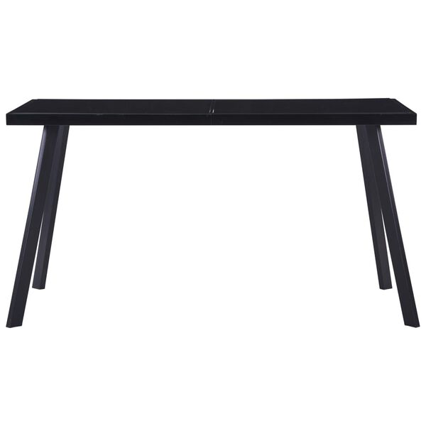 vidaXL Dining Table Black Tempered Glass, Steel 55.1 x 27.6 x 29.5 in