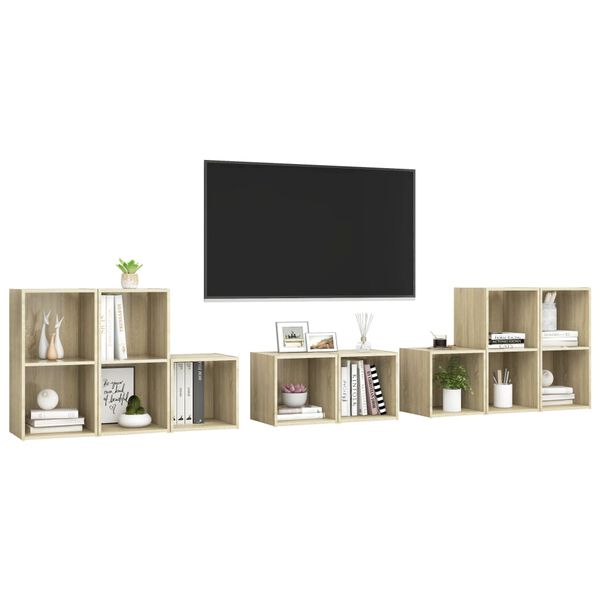 vidaXL TV Cabinet Set Sonoma Oak Engineered Wood Medium TV Cabinet Set