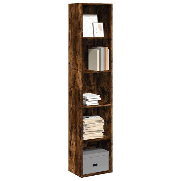 vidaXL Bookcase Smoked oak Engineered wood 15.7 x 11.8 x 74.4 in