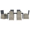 vidaXL Garden Dining Set with Cushion 7 pcs Grey Poly Rattan